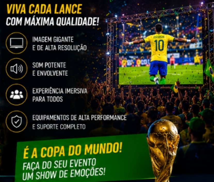 Aluguel e Venda de Painel de LED Indoor e Outdoor, Projetor e Telas de Grande Formato para Copa do Mundo em Curitiba em Praças de Alimentação, Centros Comerciais e Ambientes de Entretenimento 2026