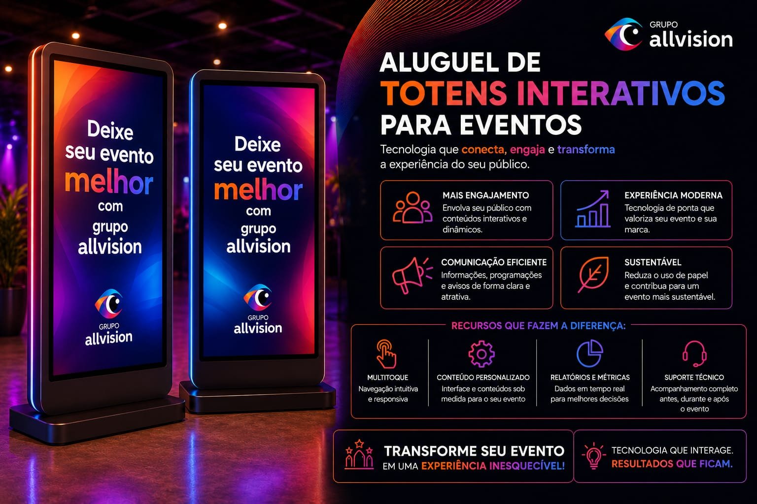 Locação de Totem de Credenciamento, Totem Interativo, TVs de Grandes Formatos, Painel de LED, Projetor e Óculos VR em Curitiba e Rio Branco do Sul para o Fórum Internacional de Logística e Supply Chain 2026 – 2026