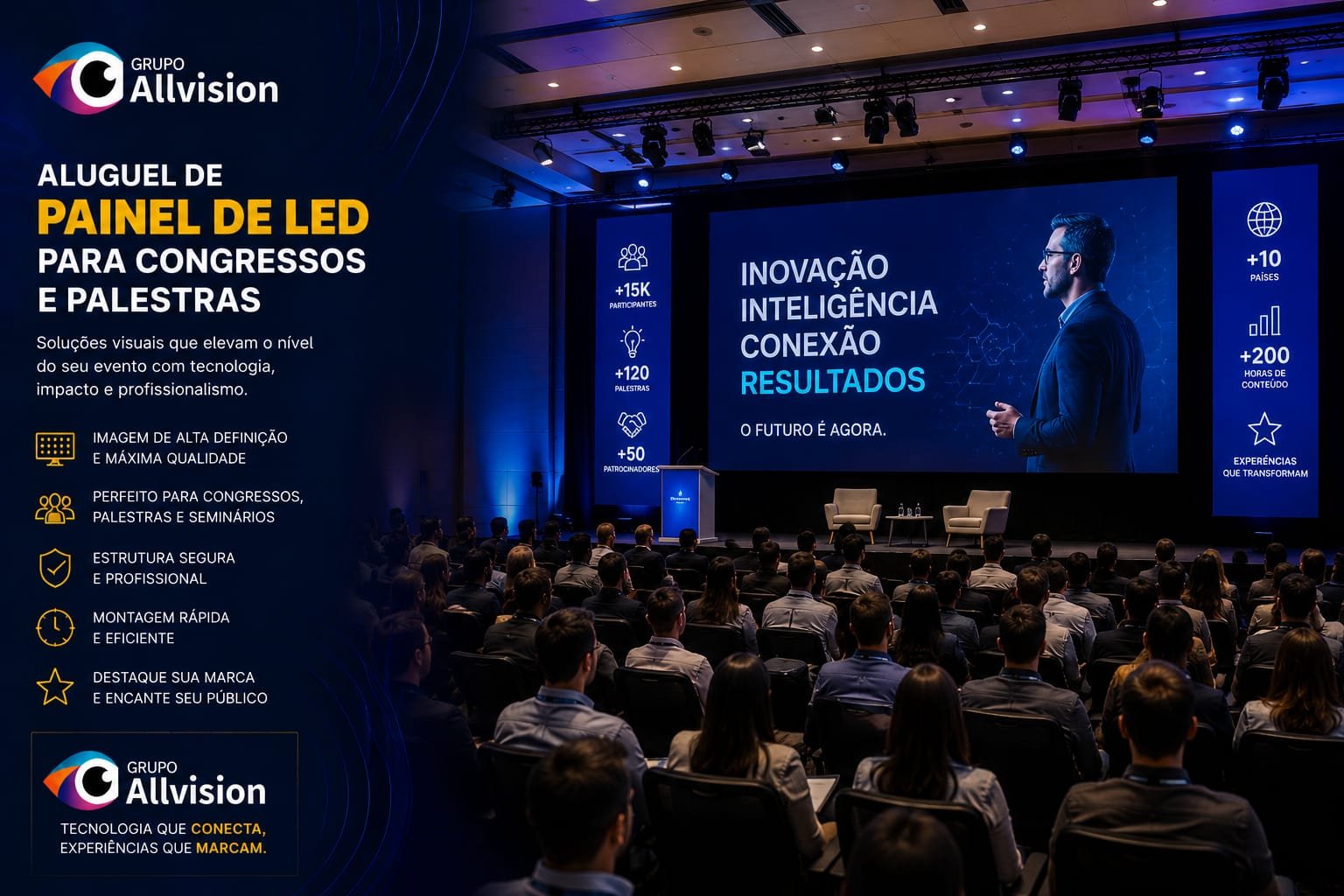 Aluguel de Painel de LED, Projetor, Holobox e Totem Touch Screen para o 73º Fórum Nacional CONFAP 2026 em Curitiba